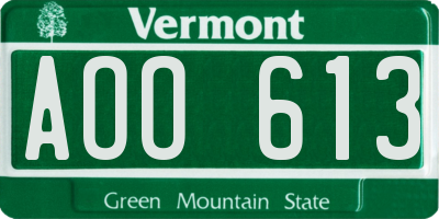 VT license plate AOO613