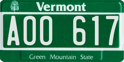 VT license plate AOO617