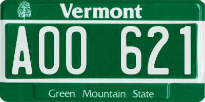 VT license plate AOO621
