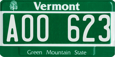 VT license plate AOO623
