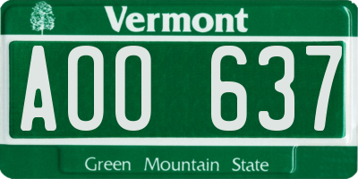 VT license plate AOO637