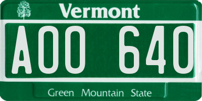 VT license plate AOO640