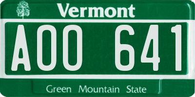 VT license plate AOO641