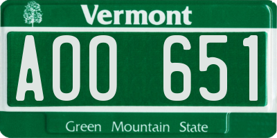 VT license plate AOO651
