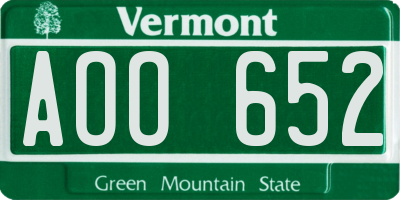VT license plate AOO652