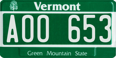 VT license plate AOO653