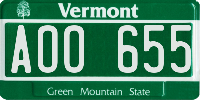 VT license plate AOO655