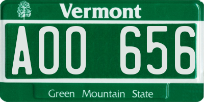 VT license plate AOO656