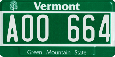VT license plate AOO664