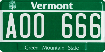 VT license plate AOO666