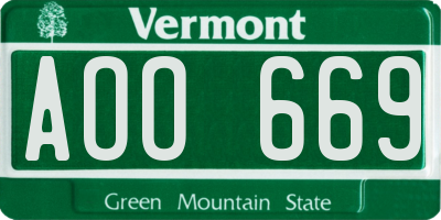 VT license plate AOO669