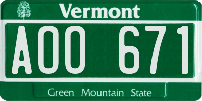VT license plate AOO671