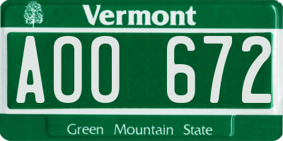 VT license plate AOO672