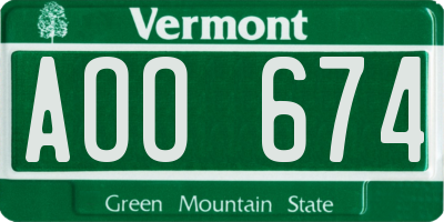 VT license plate AOO674