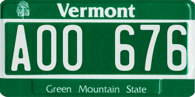 VT license plate AOO676