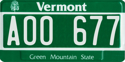 VT license plate AOO677