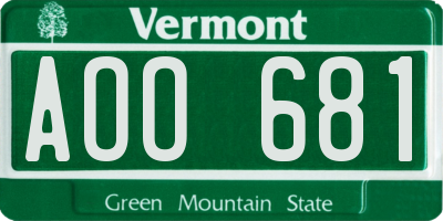 VT license plate AOO681