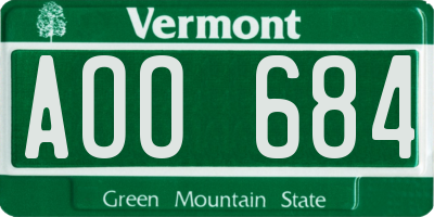 VT license plate AOO684