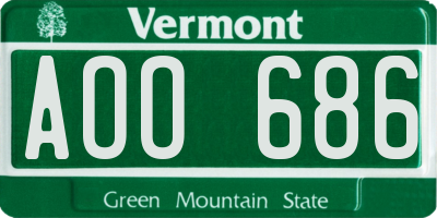 VT license plate AOO686