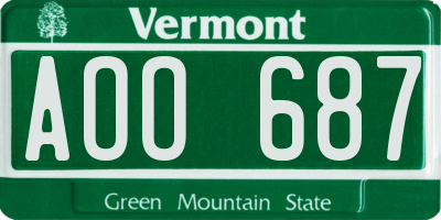 VT license plate AOO687