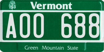VT license plate AOO688
