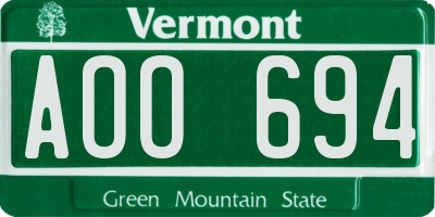VT license plate AOO694