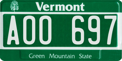 VT license plate AOO697
