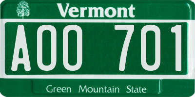 VT license plate AOO701