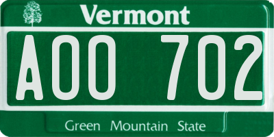 VT license plate AOO702