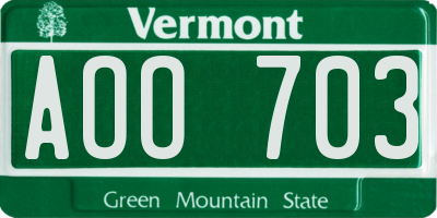 VT license plate AOO703