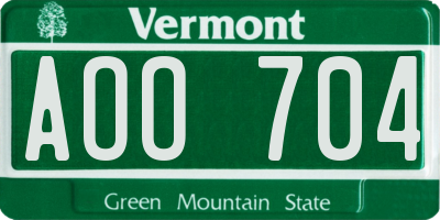VT license plate AOO704