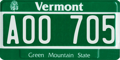 VT license plate AOO705