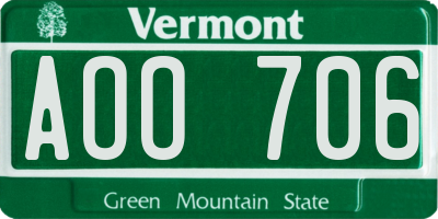 VT license plate AOO706
