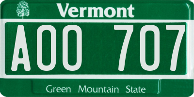 VT license plate AOO707