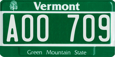 VT license plate AOO709