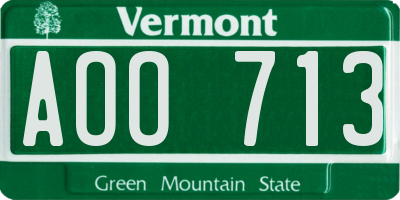 VT license plate AOO713