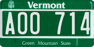 VT license plate AOO714