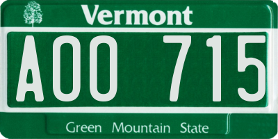 VT license plate AOO715