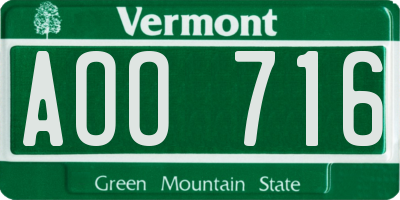 VT license plate AOO716