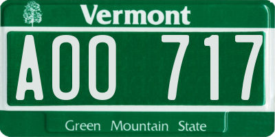 VT license plate AOO717