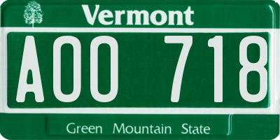 VT license plate AOO718