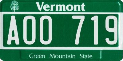 VT license plate AOO719