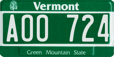 VT license plate AOO724