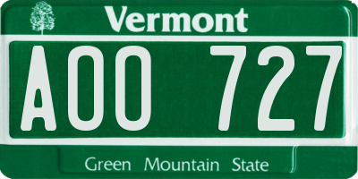 VT license plate AOO727