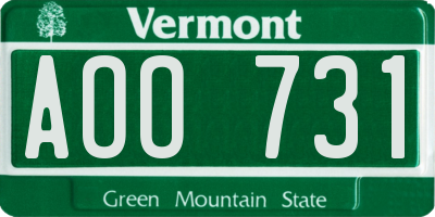 VT license plate AOO731