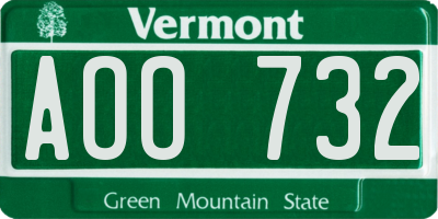 VT license plate AOO732