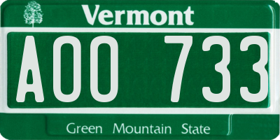 VT license plate AOO733