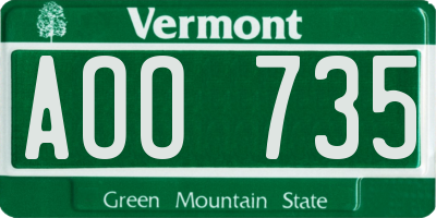 VT license plate AOO735