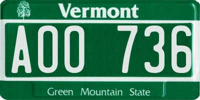 VT license plate AOO736
