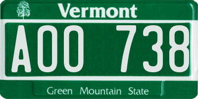VT license plate AOO738